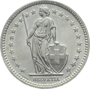 2 Franken 1957 B - fast stempelglanz